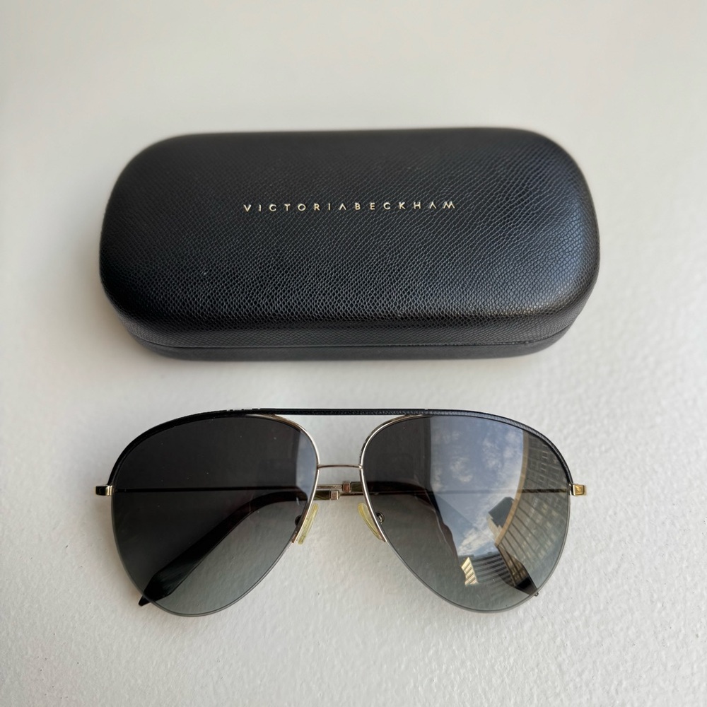 Victoria Beckham Black Aviator Sunglasses